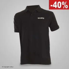 Polo noir brodé SÉCURITE coeur et dos